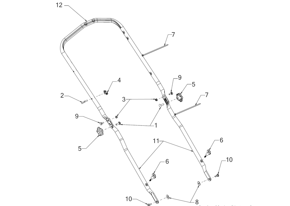 Handle Diagram and Parts List for (12AEN2S7710)(2019) Cub Cadet Lawn Mower